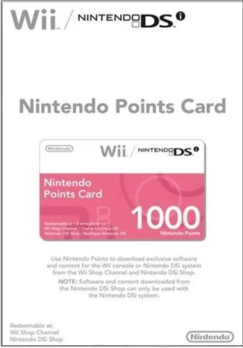 Nintendo 1000 Points Card