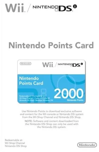 Nintendo 2000 Points Card